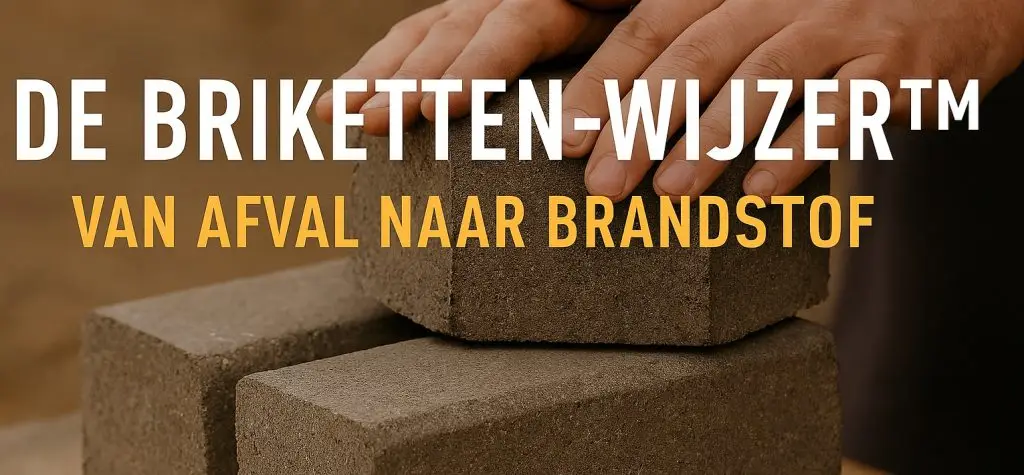 Overzicht van de Briketten‑Wijzer: vier soorten briketten naast elkaar