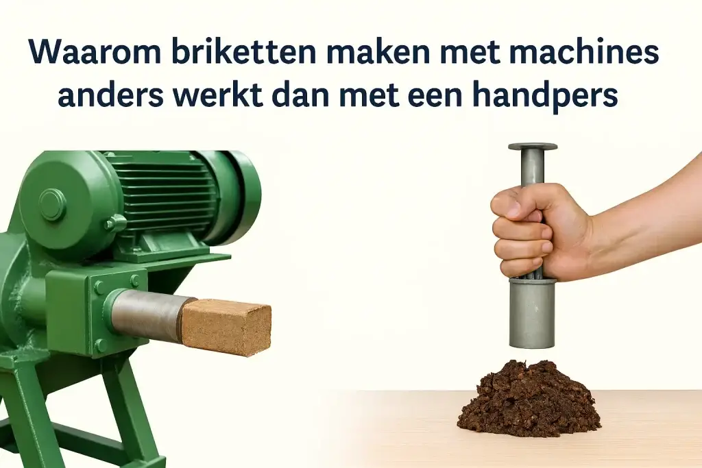 Machinale brikettenpers en handpers vergeleken bij het maken van briketten